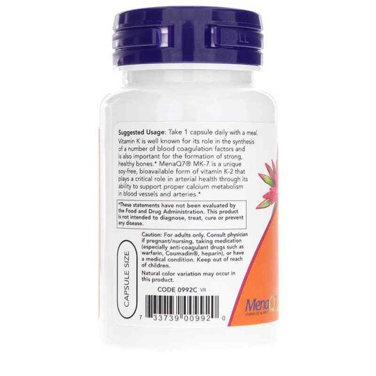 MK-7 Vitamin K-2 100 Mcg, NOW
